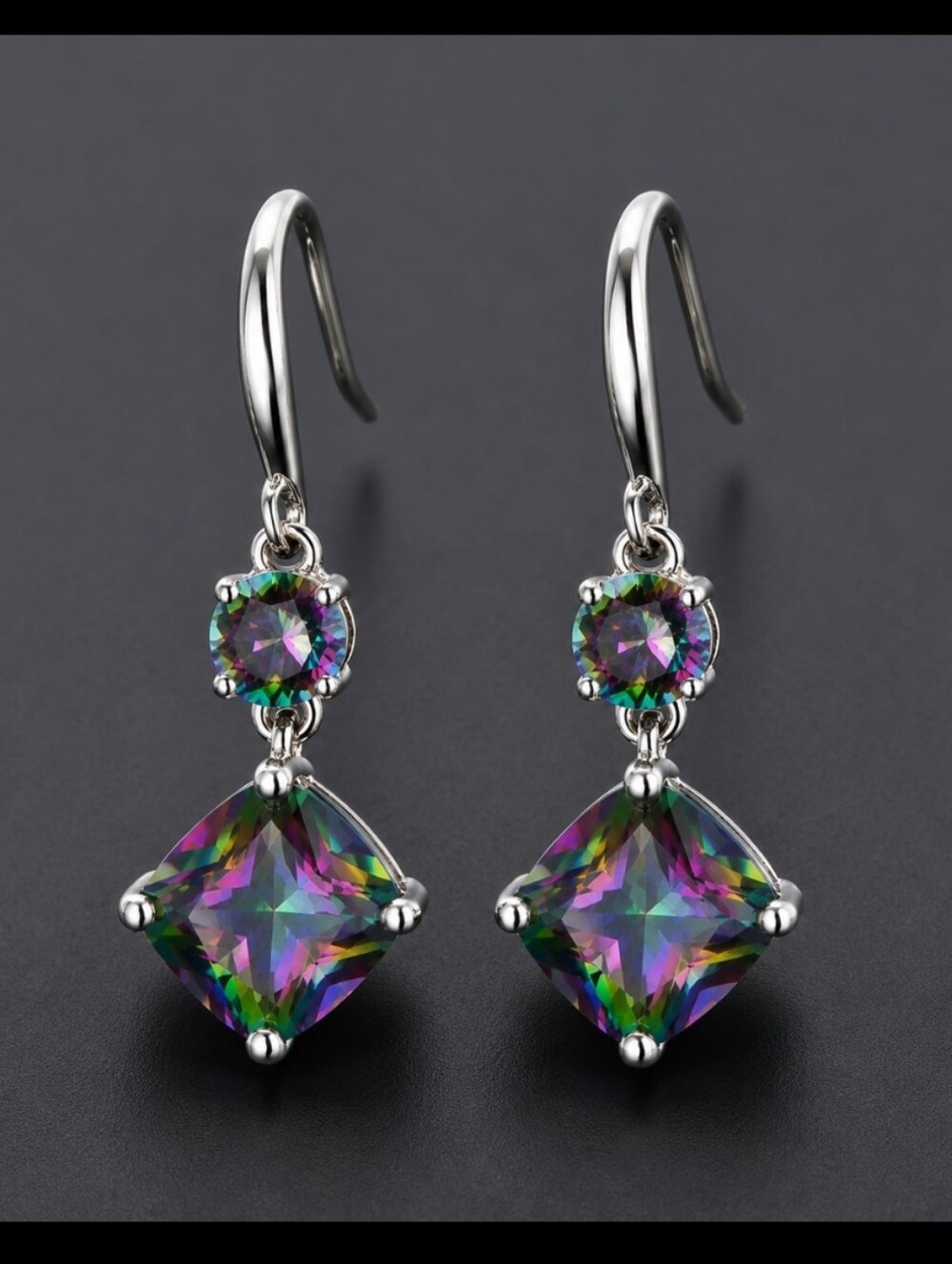 Rainbow Topaz Dangling Earrings Mystic Topaz